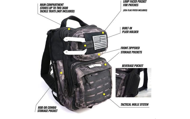 BicycleStore Fishing Backpack with Rod Holder, Waterproof Fishing Tackle Bag  Multifunctional Outdoor Sling Fishing Gear 