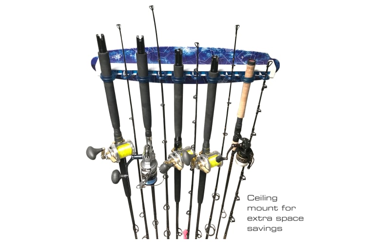 Reel Salty Waterproof 10 Fishing Rod Wall/Ceiling Storage Rack