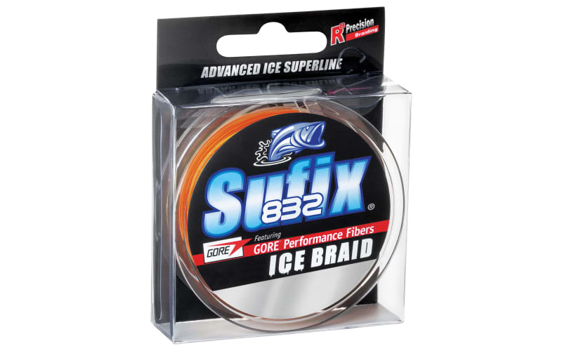 braided ice fishing line Sufix 832 Braid 4 lb Ghost superior abrasion resistance Sufix Performance Tip-Up Ice Braid