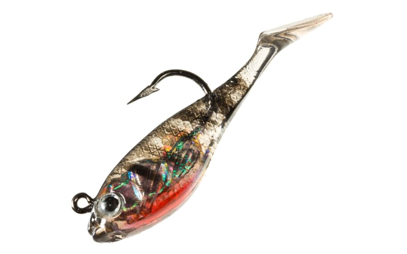 cream 3 shad fishing lures Strike King Red Eyed 2-Tap Tungsten 3/4 oz Natural Bream body swim baits have a hook and weight molded in Creme 1.5