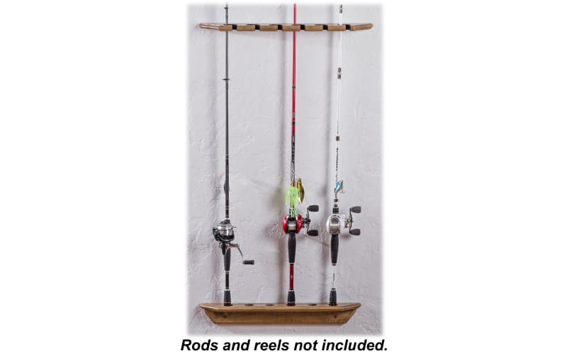 Wall Mount Fishing Rod Rack Horizontal 5-Rod Black Fishing Rod Holder