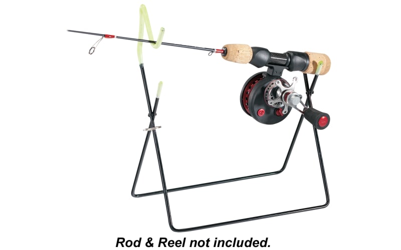 catch-on ice fishing tip up automatic jigging rod holder Auto Hook-setting for and open water the alert flag goes up Original Blue Tip-Down | Ice