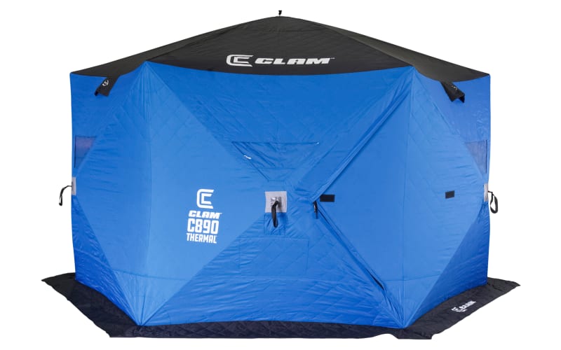 Clam Ice Fishing Shelters, Augers, Apparel, Gear, and Sleds