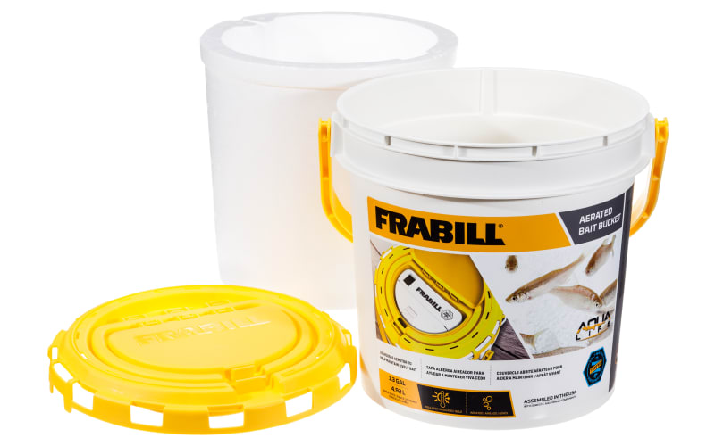 Frabill Aqua Life Aerated Bait Bucket, White/Yellow