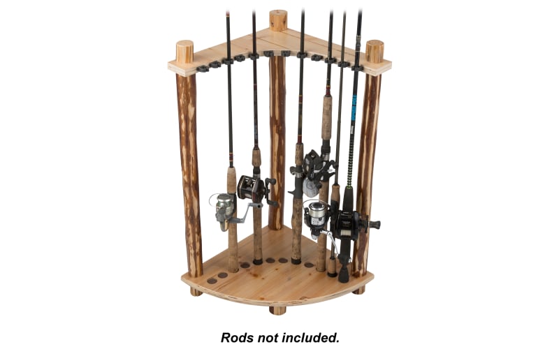 Cabela's 16 Rod Wooden Fishing Pole Holder with drawers - NEW
