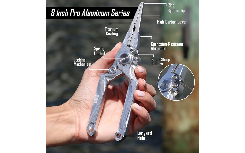 Portable Fishing Pliers with Sheath and Lanyard Fish Holder Aluminum  Handles