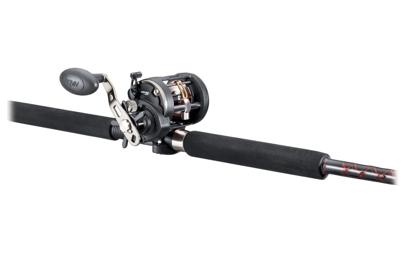 Penn Warfare Level Wind Conventional Reel and Fishing Rod Combo, Black, 6'6