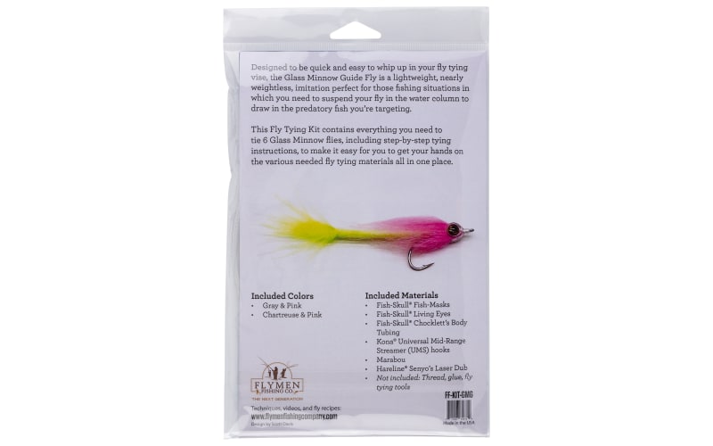 Fish-Skull Glass Minnow Guide Fly Tying Kit