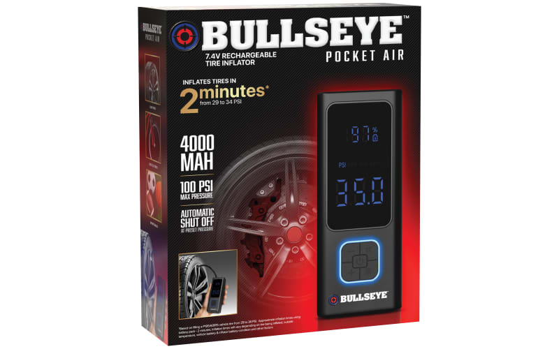 Bullseye Pocket Air Mini 7.4V Rechargeable Tire Inflator | Bass