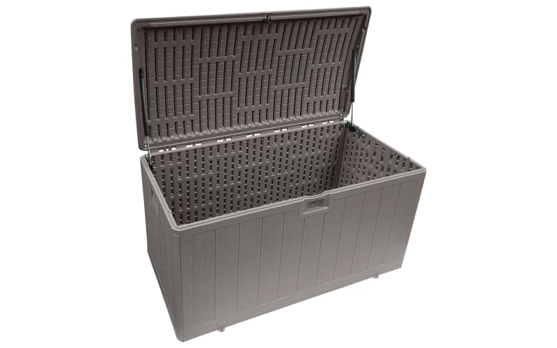 Plastic Development Group 130-Gallon Deck Box with Gas Shock Lid Driftwood