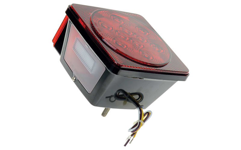 CZC AUTO Exclusive 12V DHF10 LED Low Profile Submersible Trailer Light Kit Tail Stop Turn Running Lights Boat Truck Aluminum License Plate Brack