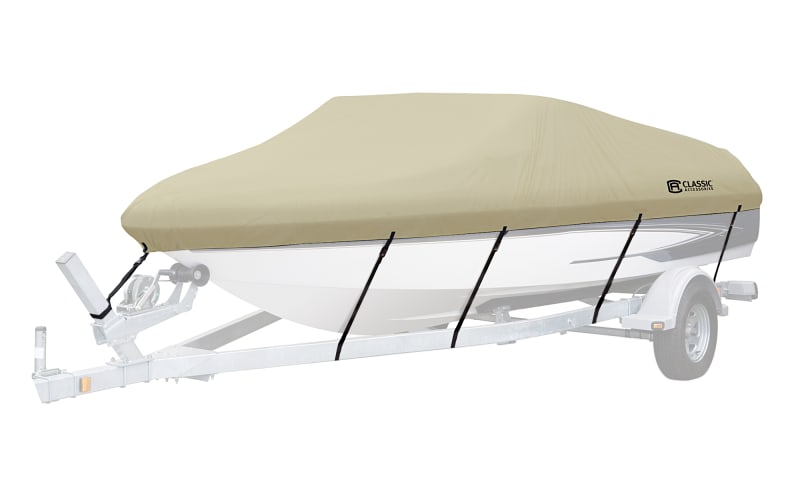 Classic Accessories DryGuard Waterproof Boat Cover - Fits 14-16 Foot Boats With Trailerable Protection