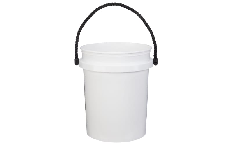 5 Gallon Square Plastic Buckets (White) w/ Wire Bale Handle & Grip