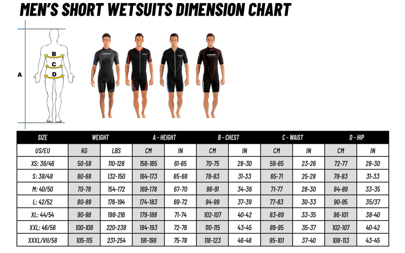 Cressi Wetsuit Size Chart Guaranteed Quality www.universal.ch