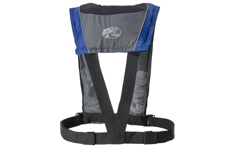 Bass Pro Shops 24 Auto/Manual Inflatable Life Vest - Black / Gray / Green