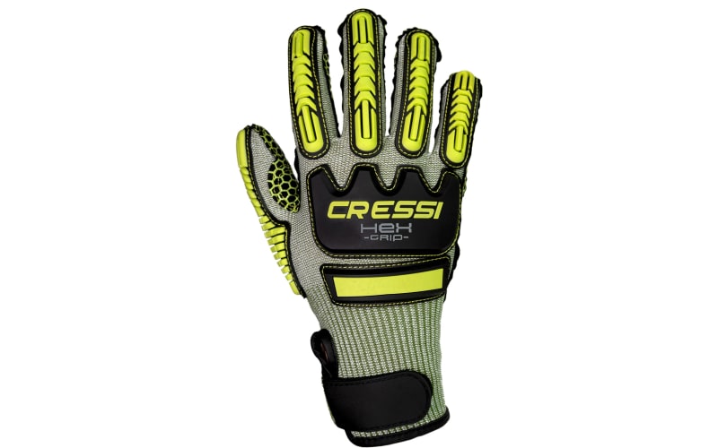 Cressi HEX Puncture-Resistant Grip Diving Gloves - Lime - XL