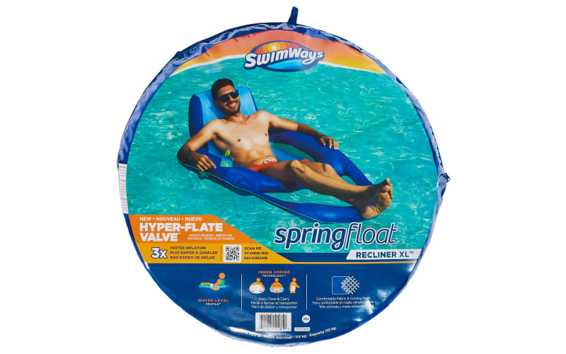 SwimWays Spring Float Recliner Inflatable Pool Lounger with Hyper