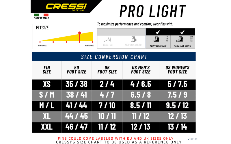 Cressi Pro Light Fins - M/L - Black