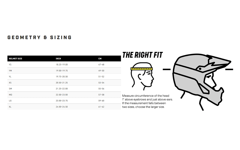 Fox youth helmet size chart 2025