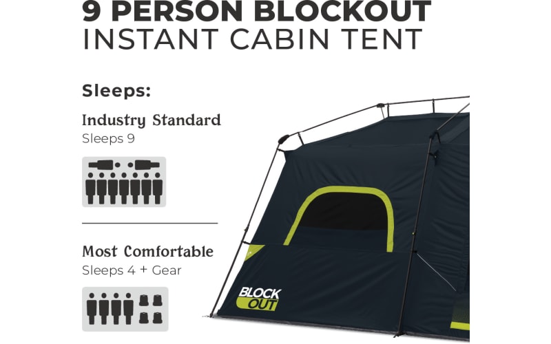 Core Equipment 9-Person Instant Cabin Blockout Tent