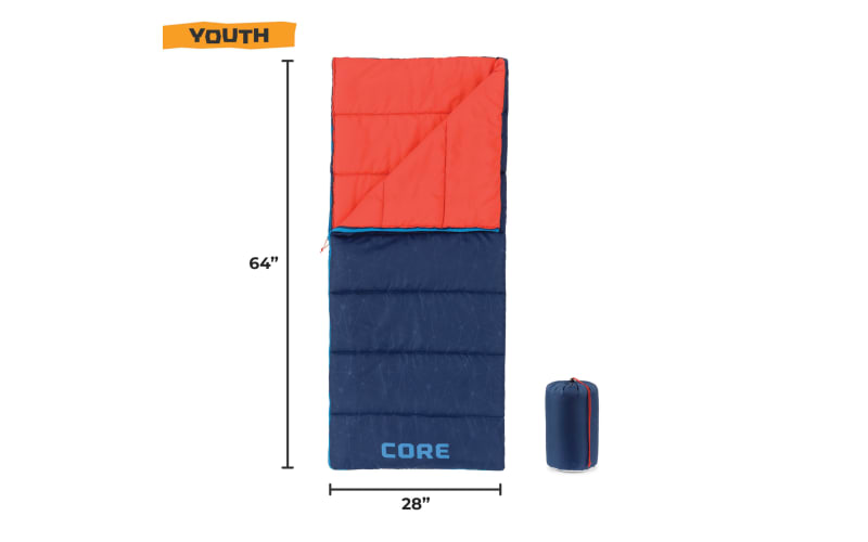 CORE Equipment Warm-Weather Rectangle Sleeping Bag for Youth