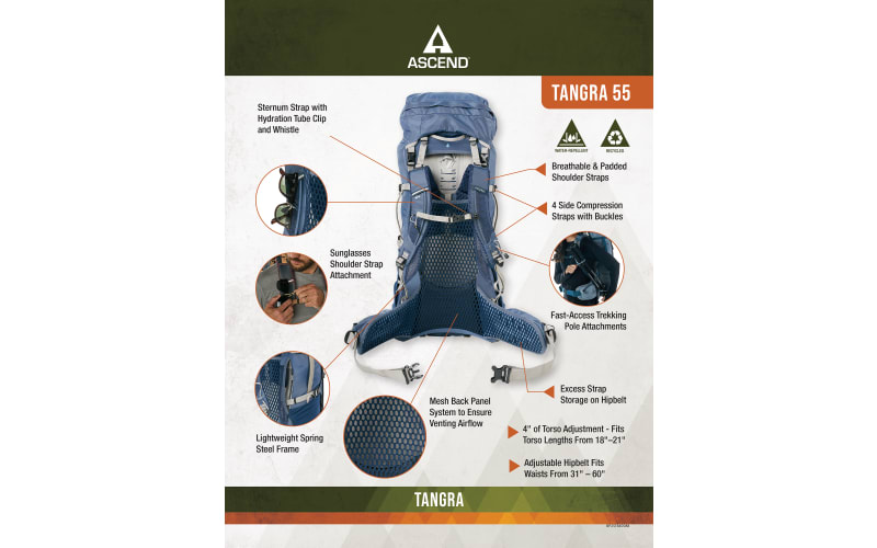 Ascend Tangra 55 Trail Backpack | Bass Pro Shops