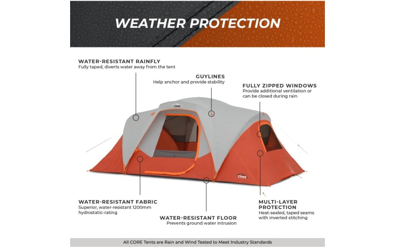 Core 9 person extended dome tent top