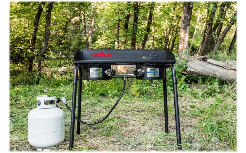 Outdoor Propane Stove on Wheel Cart with 2 burners