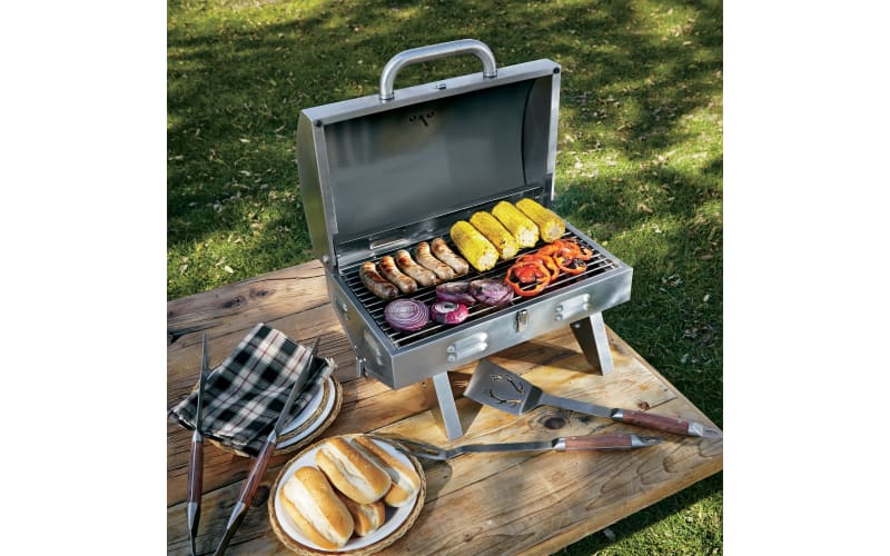 2 Burner Portable Stainless Steel BBQ Table Top Grill for Outdoors