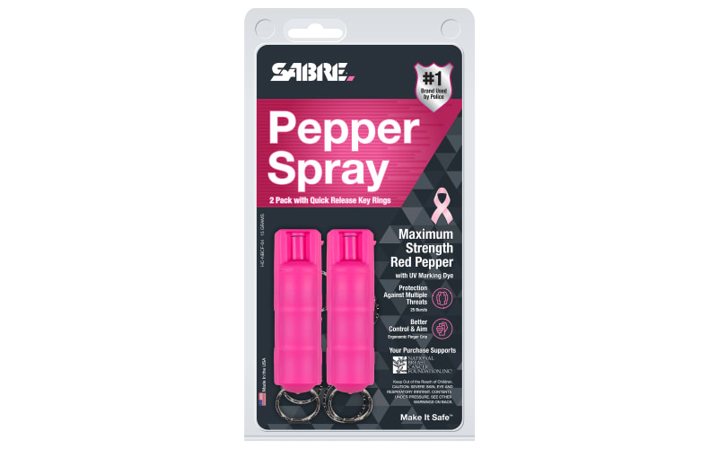 Sabre Key Case Pepper Spray with Quick-Release Key Ring Combo Pack