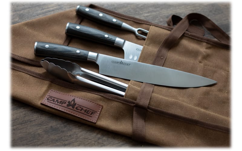 Camp Chef 4-Piece Carving Set - Includes Chef Knife, Santoku Knife, Grill  Tongs & Carving Fork - Perfect for Indoor & Outdoor Cooking