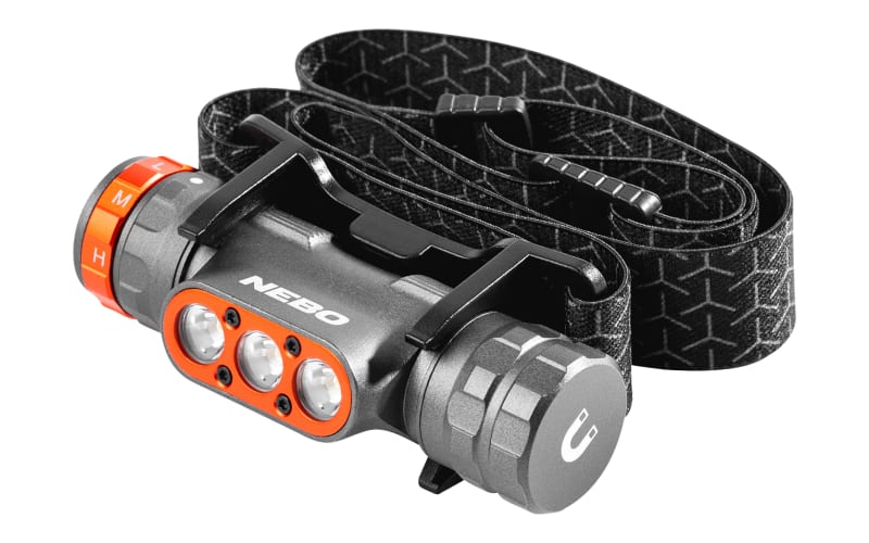 nebo flashlight headlamp Curvbeam 600 Flex  Dakota Angler grade aluminum construction is water and impact NEBO Transcend 1,500-Lumen Rechargeable Headlamp