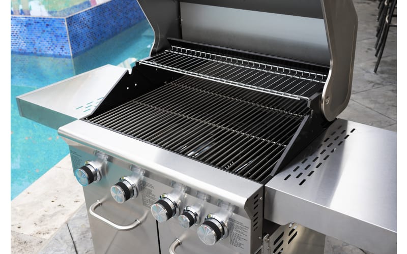 NXR Stainless Steel 5-Burner Propane Grill with Sear Zone | Bass