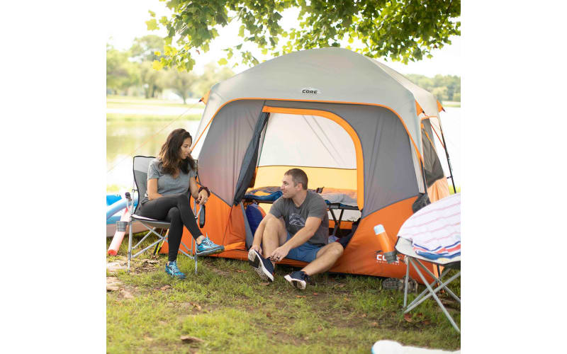 CORE 10 Person Straight Wall Cabin Tent Orange