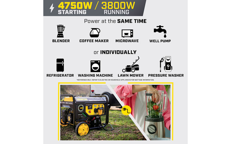 Champion Power Equipment 3,800W Electric-Start Dual-Fuel Portable