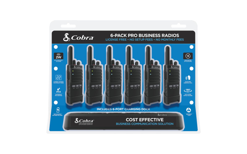 Cobra PX650 BCH6 - Walkie Talkies profesionales/empresariales - Recargable,  juego de radio bidireccional de 300,000 pies cuadrados/25 pies cuadrados