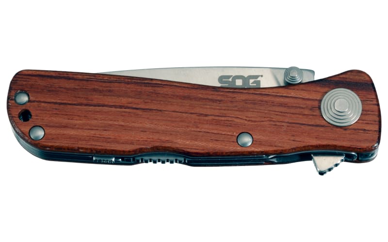 SOG Twitch II Lockback Pocket Knife - Wood Handle