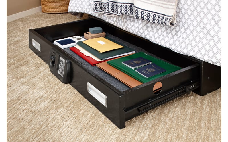 SnapSafe Under Bed Safe – Medium 26x5x20 Inch, 14-Gauge Steel With Digital Lock & Key Backup, Slide-Out Drawer For Guns, Ammo & Valuables – Fits In SUVs Too