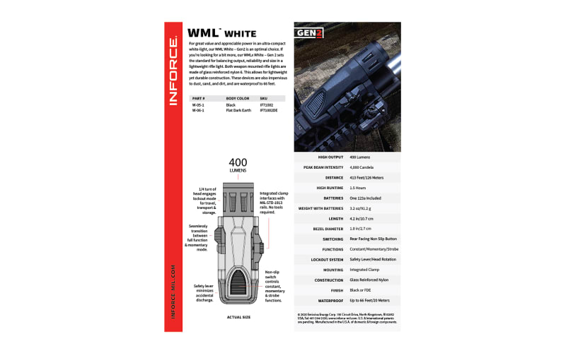 Inforce WML White Gen 2 Rifle Light | Bass Pro Shops