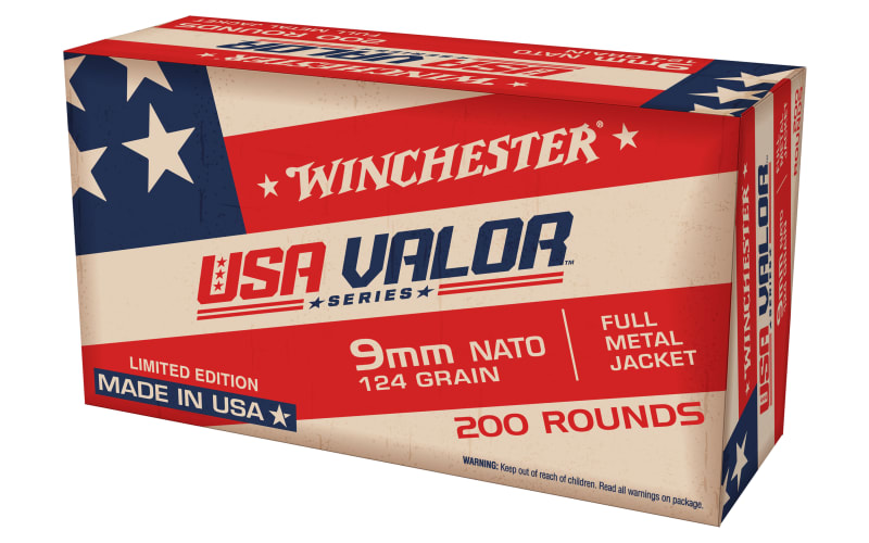 Winchester USA VALOR Series Limited-Edition 9mm NATO 124 Grain