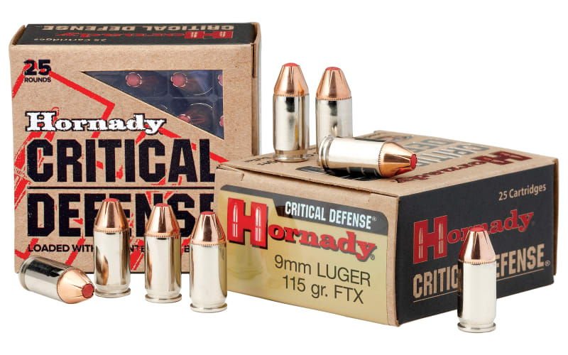 9×19mm CRITICAL DEFENSE パッケージ Hornady Critical Defense 9mm Luger 115 Grain Handgun Ammo