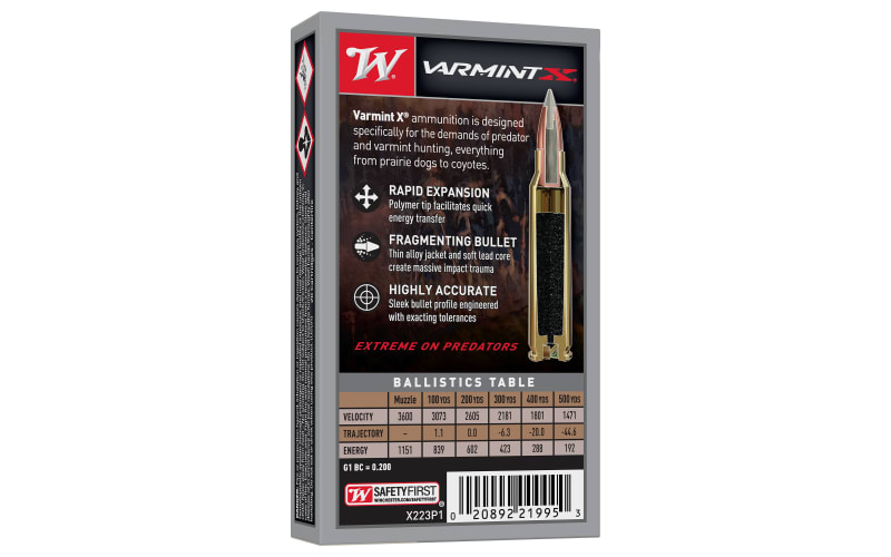 Winchester VarmintX Centerfire .223 Remington 40 Grain Rifle Ammo