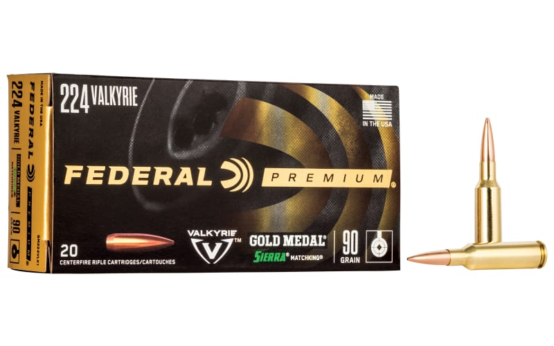 Federal Premium Gold Medal .224 Valkyrie 90 Grain Centerfire