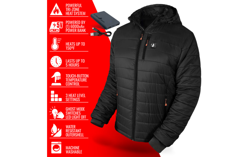 ActionHeat 5V Battery Heated Insulated Puffer Jacket with Hood for