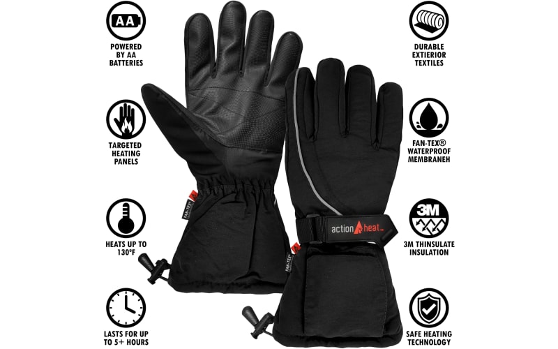 ActionHeat Women's AA Battery Heated Gloves, Black