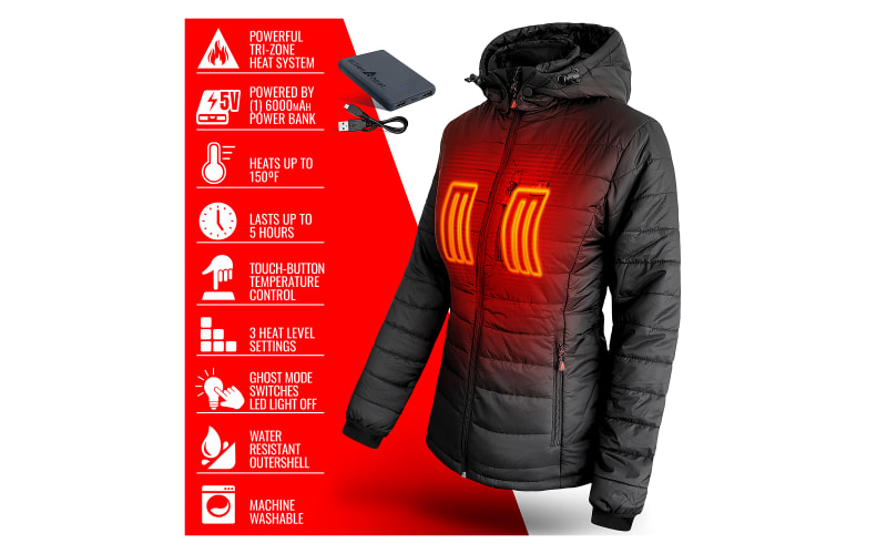 ActionHeat Men's 5V Battery Heated Puffer Jacket W/ Hood 