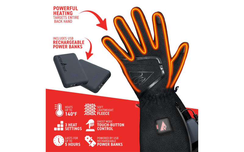 ActionHeat Men's 5V Battery Heated Snow Gloves