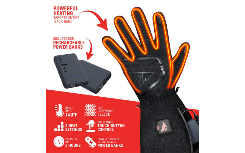 ActionHeat 5V Battery Heated Snow Gloves - Men&s