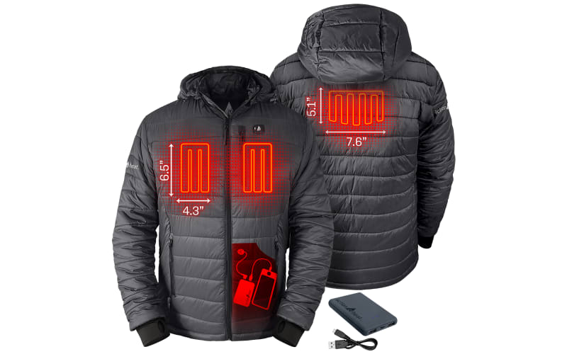 ActionHeat 5V Battery-Heated Insulated Puffer Jacket with Hood for