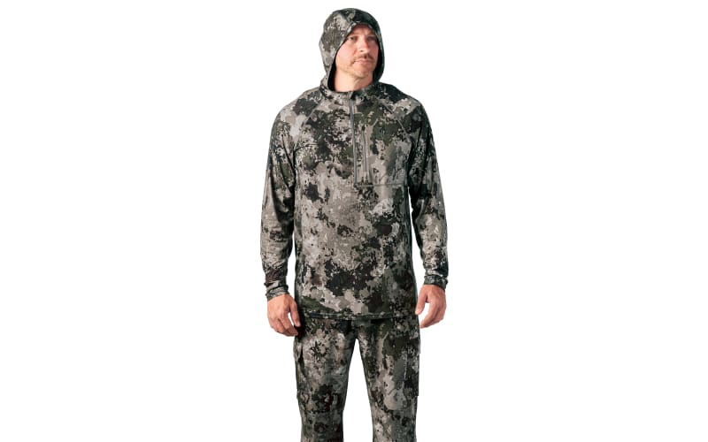 Cabelas Jacket Mens M Zonz Woodlands Camo Dry-plus Thinsulate 1/4 Zip Pullover